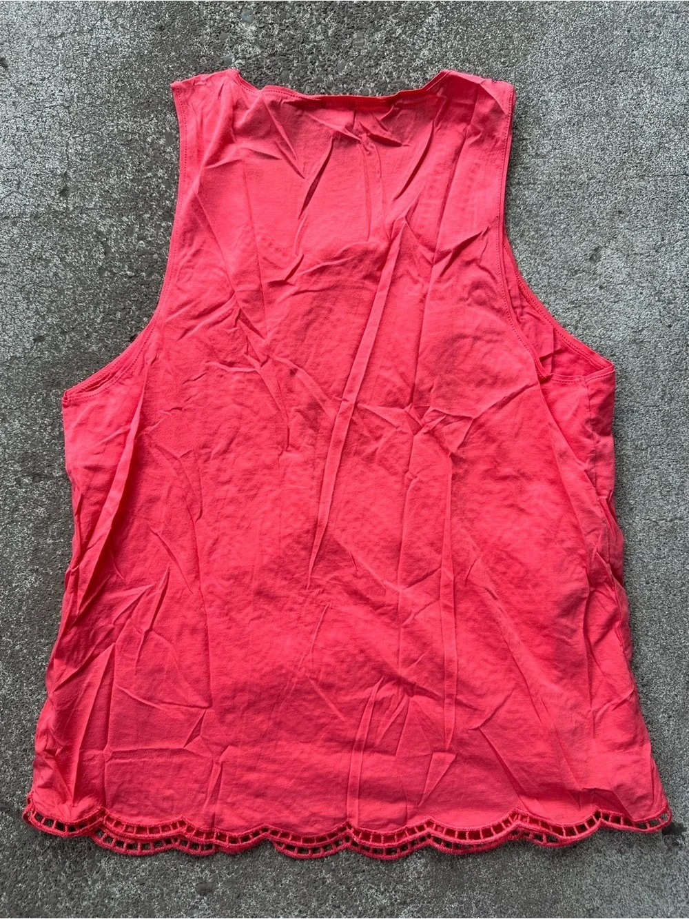 J. Crew Orange Ruffle Trim Crepe Embroidered Eyelet Tank Top